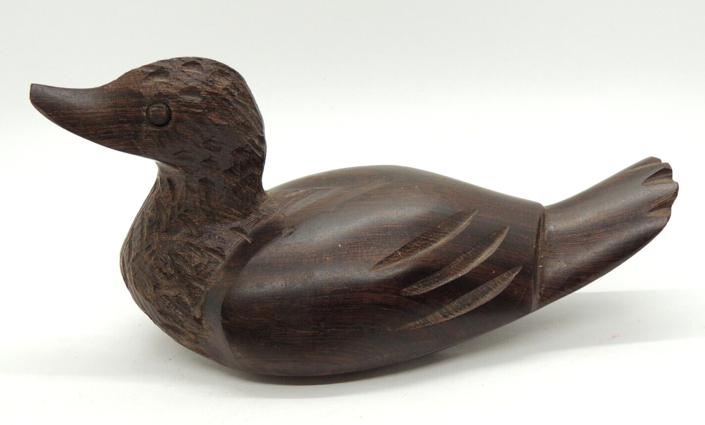 Vintage Hand Carved Ironwood Duck Loon Decoy Wooden Bird Detailed Sculpture
