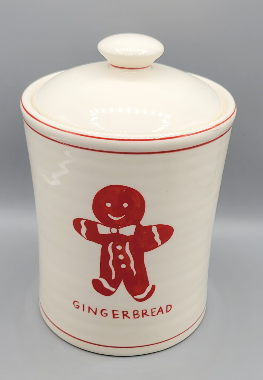 Molly Hatch Gingerbread Canister Cookie Jar Red and White Christmas Holiday