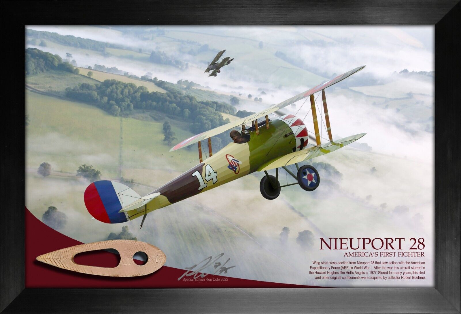  Nieuport 28 AEF Wing Strut Cross Section Relic Display by Ron Cole