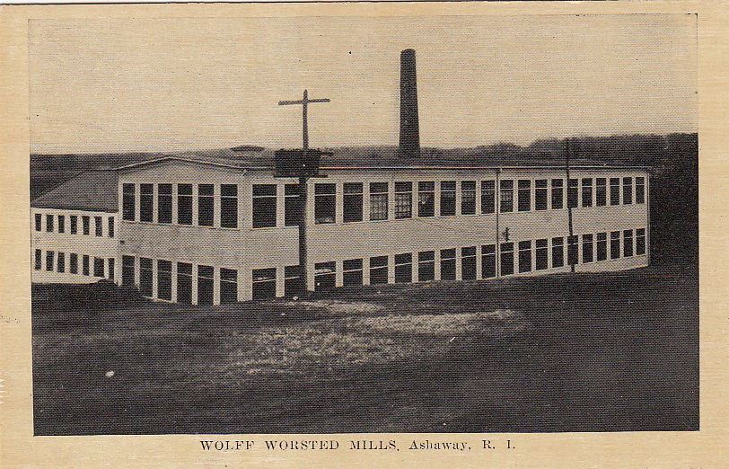 Postcard Wolff Worsted Mills Ashaway Rhode Island RI