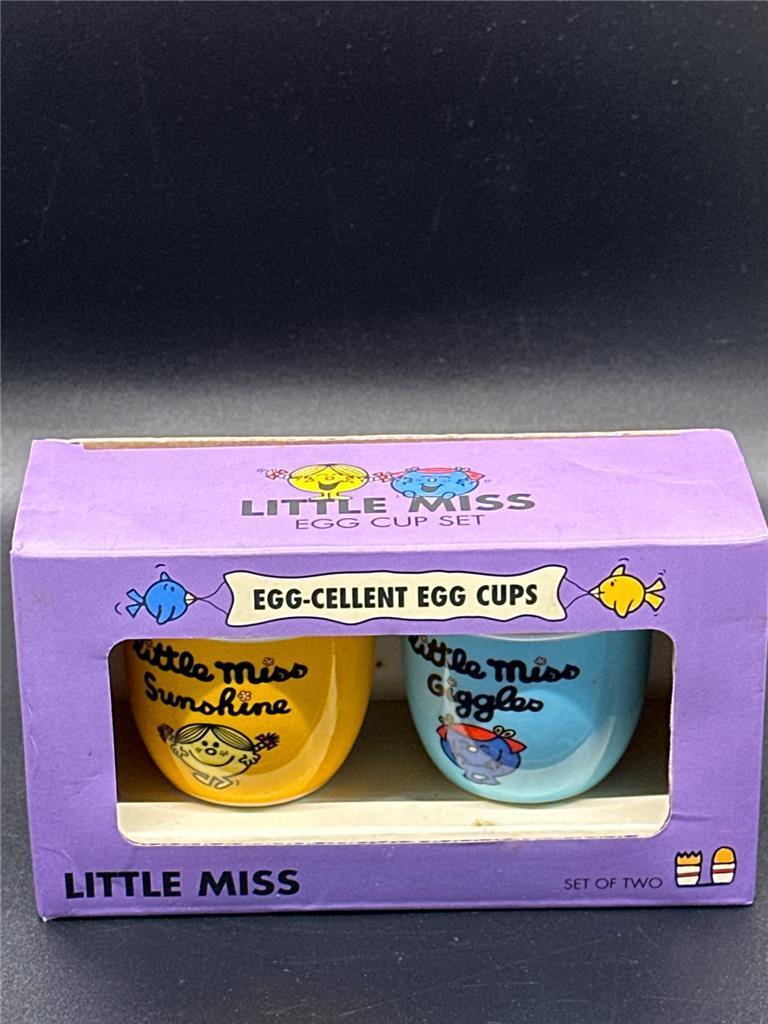 LIttle Miss Sunshine and Giggles Set of 2 Ceramic Egg Cups New