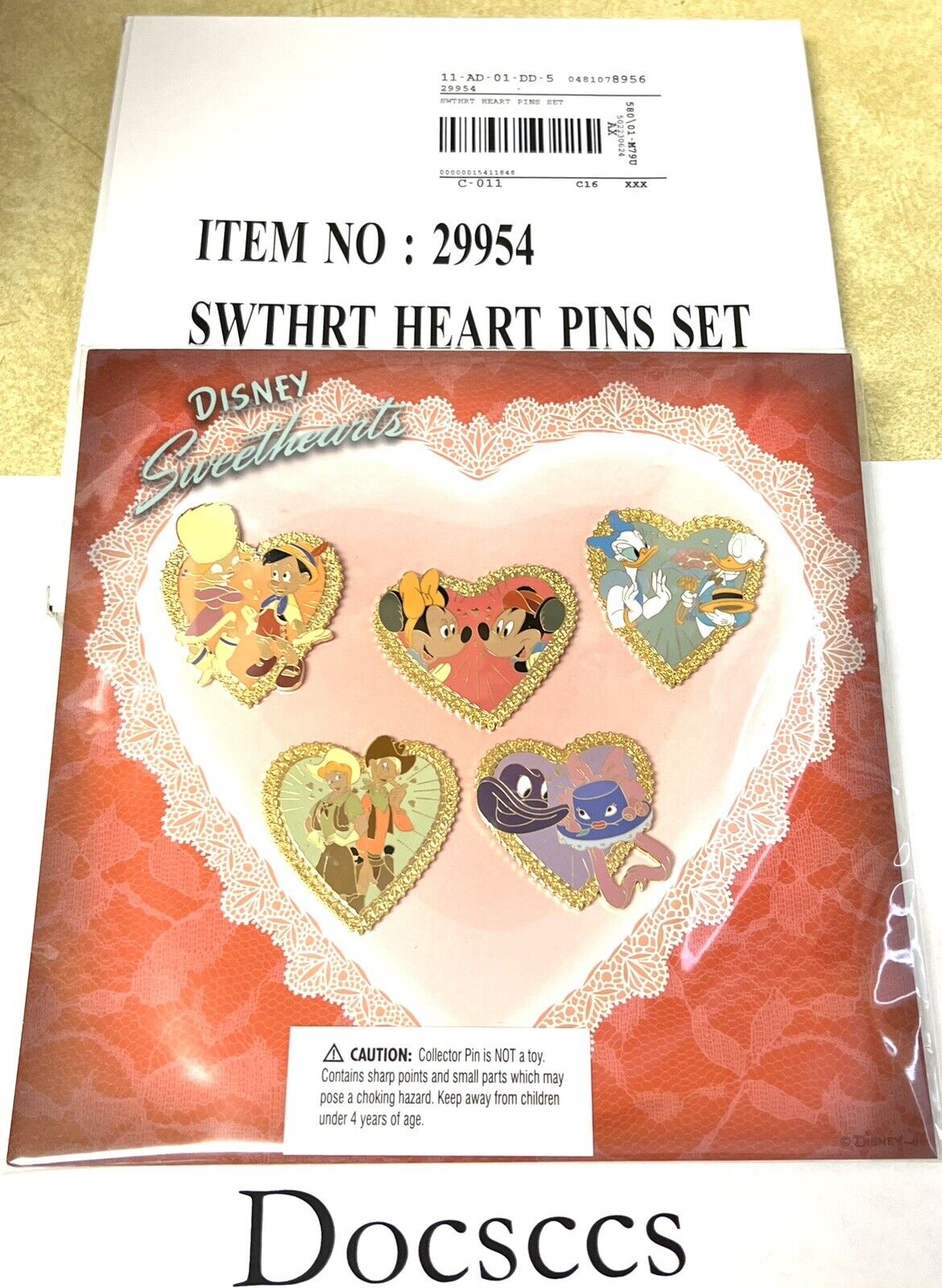 Disney DS Sweethearts 5 Pin Set LE 1000 Mickey VALENTINE'S DAY 2004 #14592