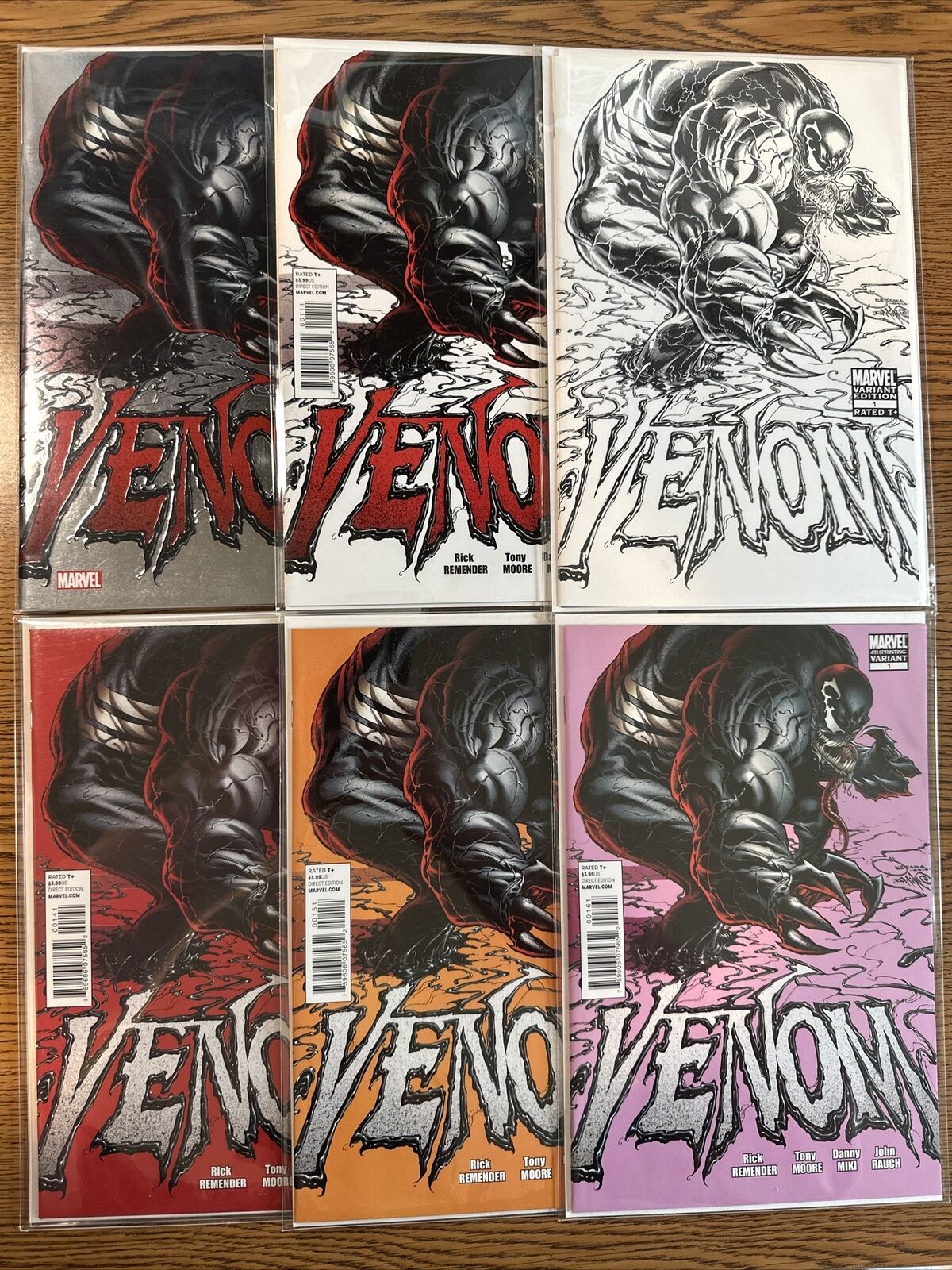 Venom #1 Variant Set 1st 2nd 3rd 4th 1:50 Sketch Silver Foil Lot x6 Marvel 2011