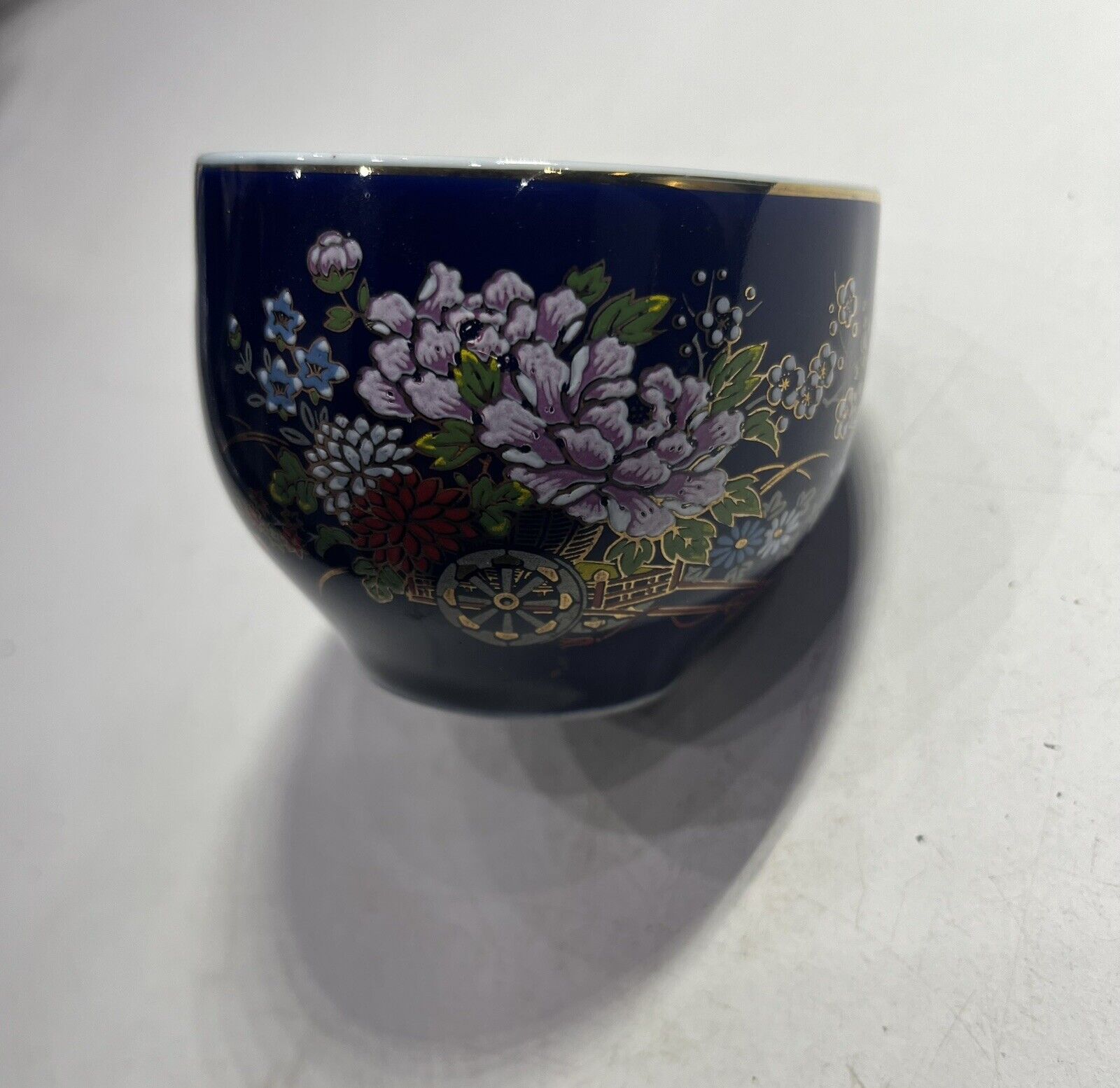 Vintage Traditional Japanese Cobalt Blue Porcelain Sake O-Choko Cup