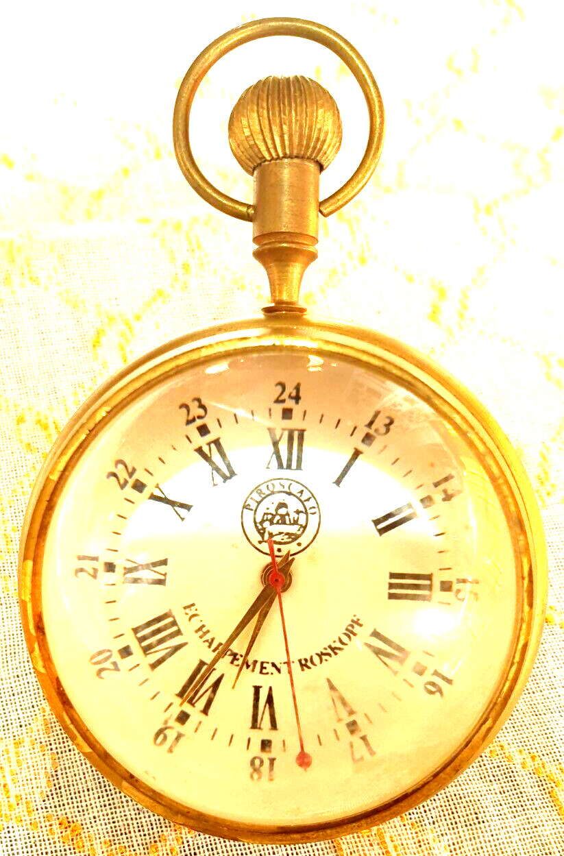 Antique Pocket Watch by  Roskopf Piroscafo, Vintage Brass Cased Table Clock.