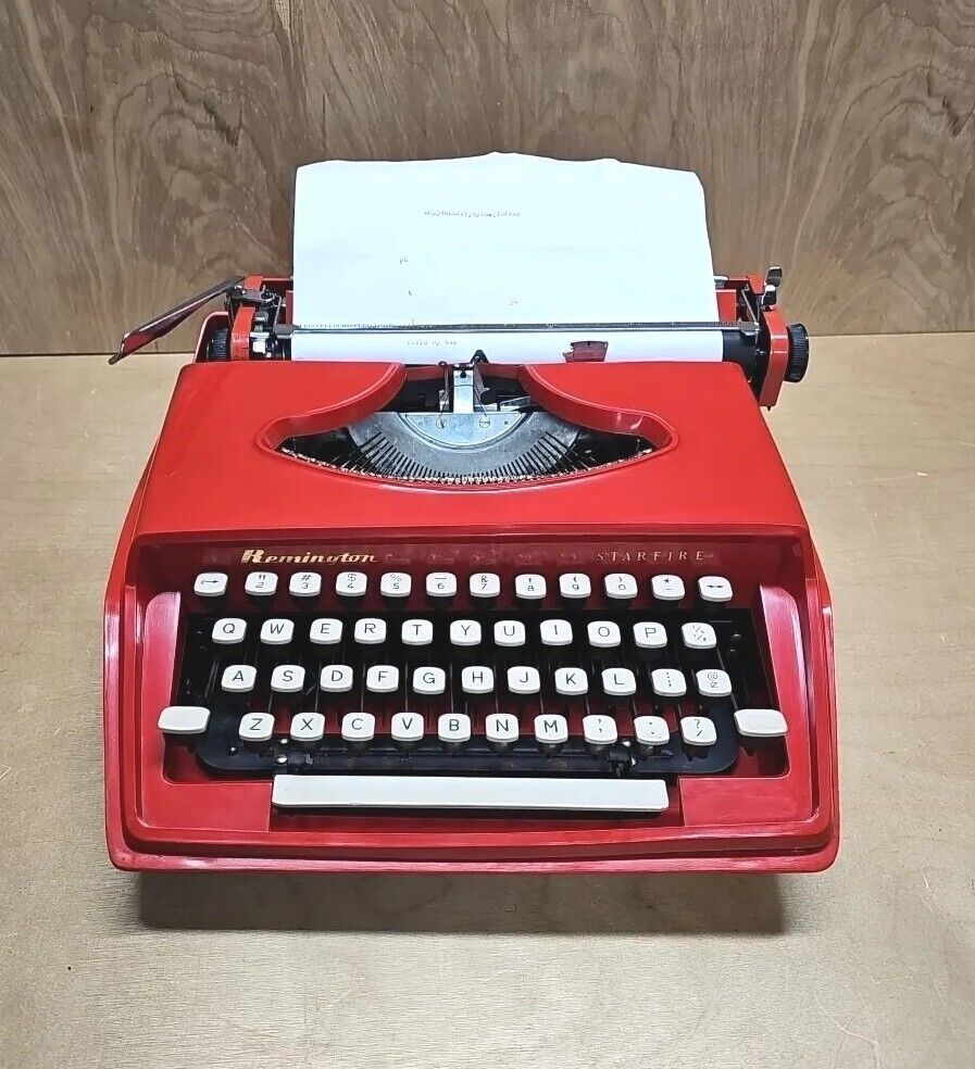 Vintage 1960\'s Remington Starfire Red Typewriter with White Case TYPES SEE VIDEO