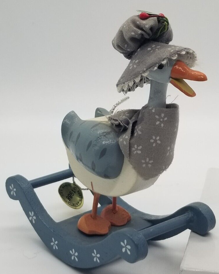NEW Kurt S Adler Wood Folk Art Duck Hat & Scarf Ornament