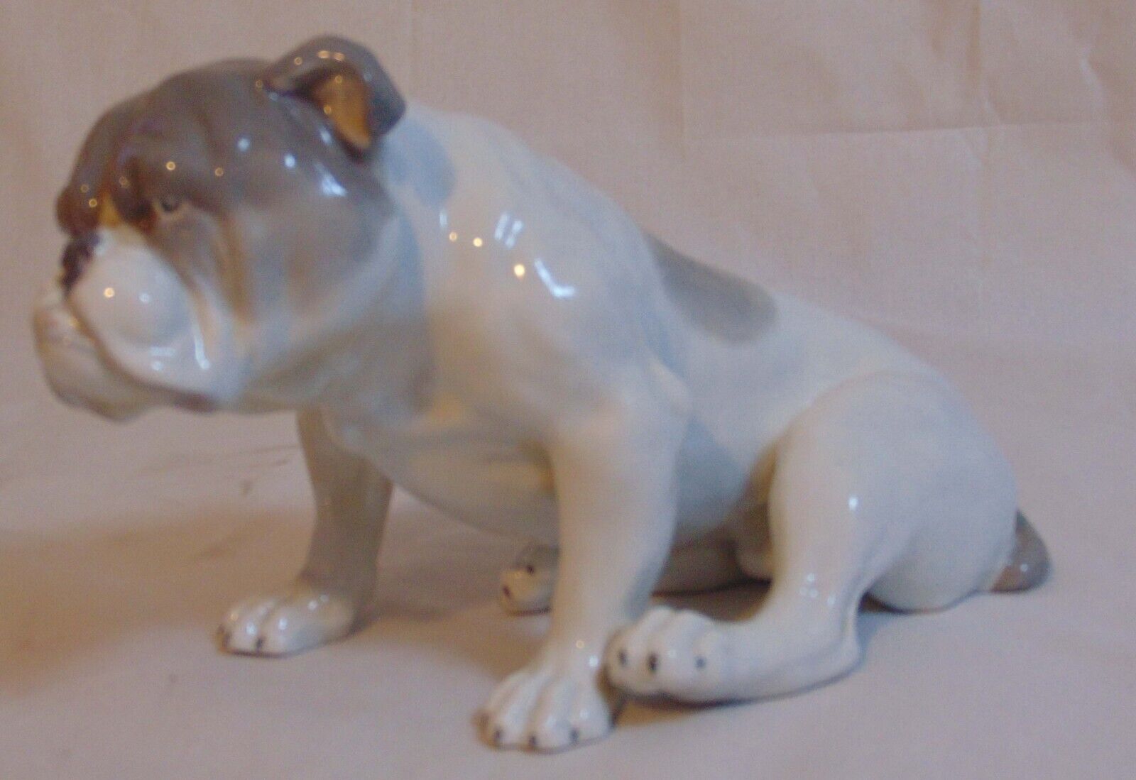 Antique German Gebruder Heubach Lichte Porcelain English Bulldog Dog