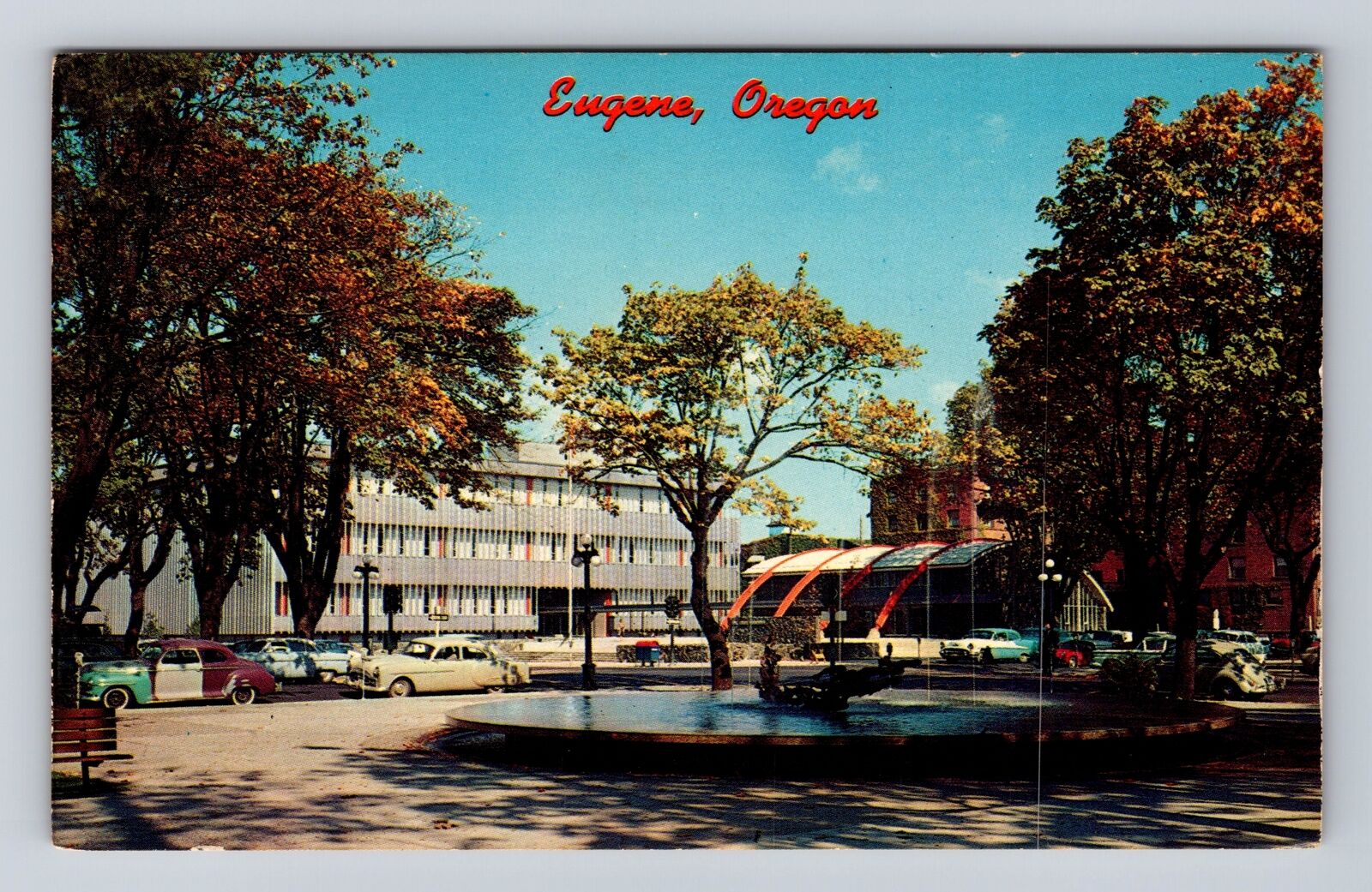 Eugene OR-Oregon, Lane County Court House, City Park, Vintage Souvenir Postcard