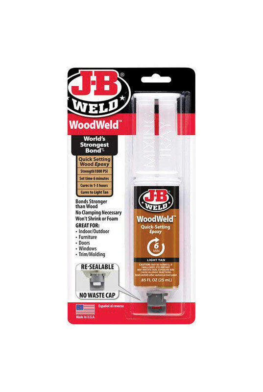J-B Weld 50151 WoodWeld Epoxy Syringe - Light Tan -.85 fl. oz.