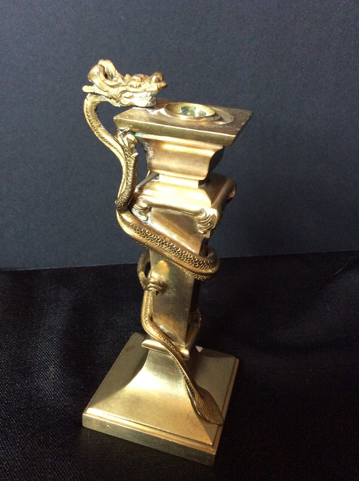Dragon Brass Candlestick Holder Ornate