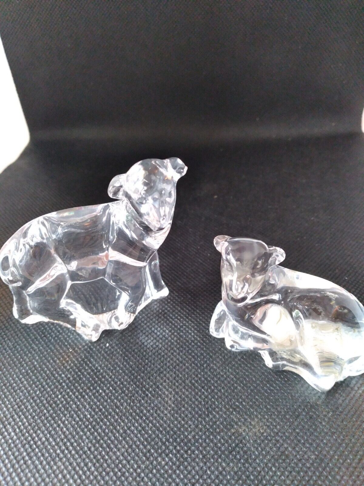 WATERFORD CRYSTAL NATIVITY COLLECTION PAIR OF SHEEP LAMBS  BOX SIGNED