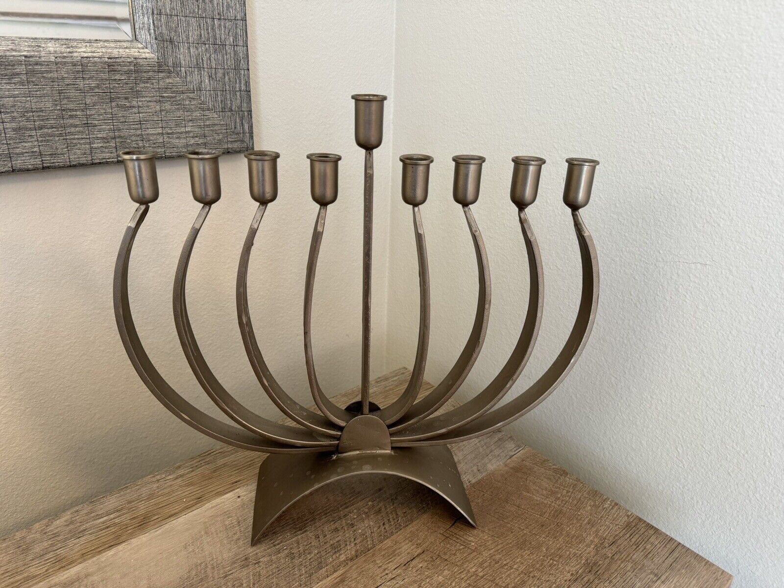 Godingers Silver Metal Modern Menorah Hanukah Holiday Jewish Candle Holder