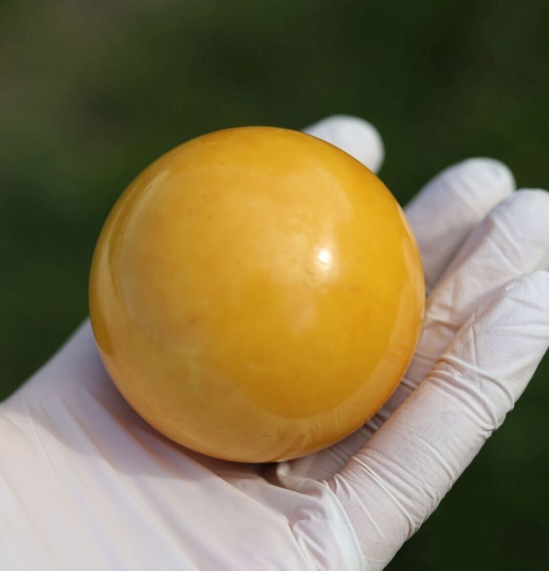 Vintage Bakelite Catalin Ball 188 grams - yellow or white  inside -  2,25 inches