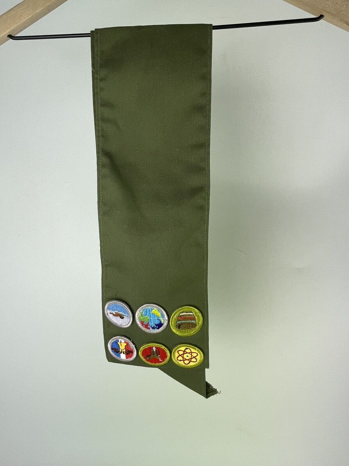 Vintage Boy Scout BSA Merit Badge Sash With 6 Badges Preowned