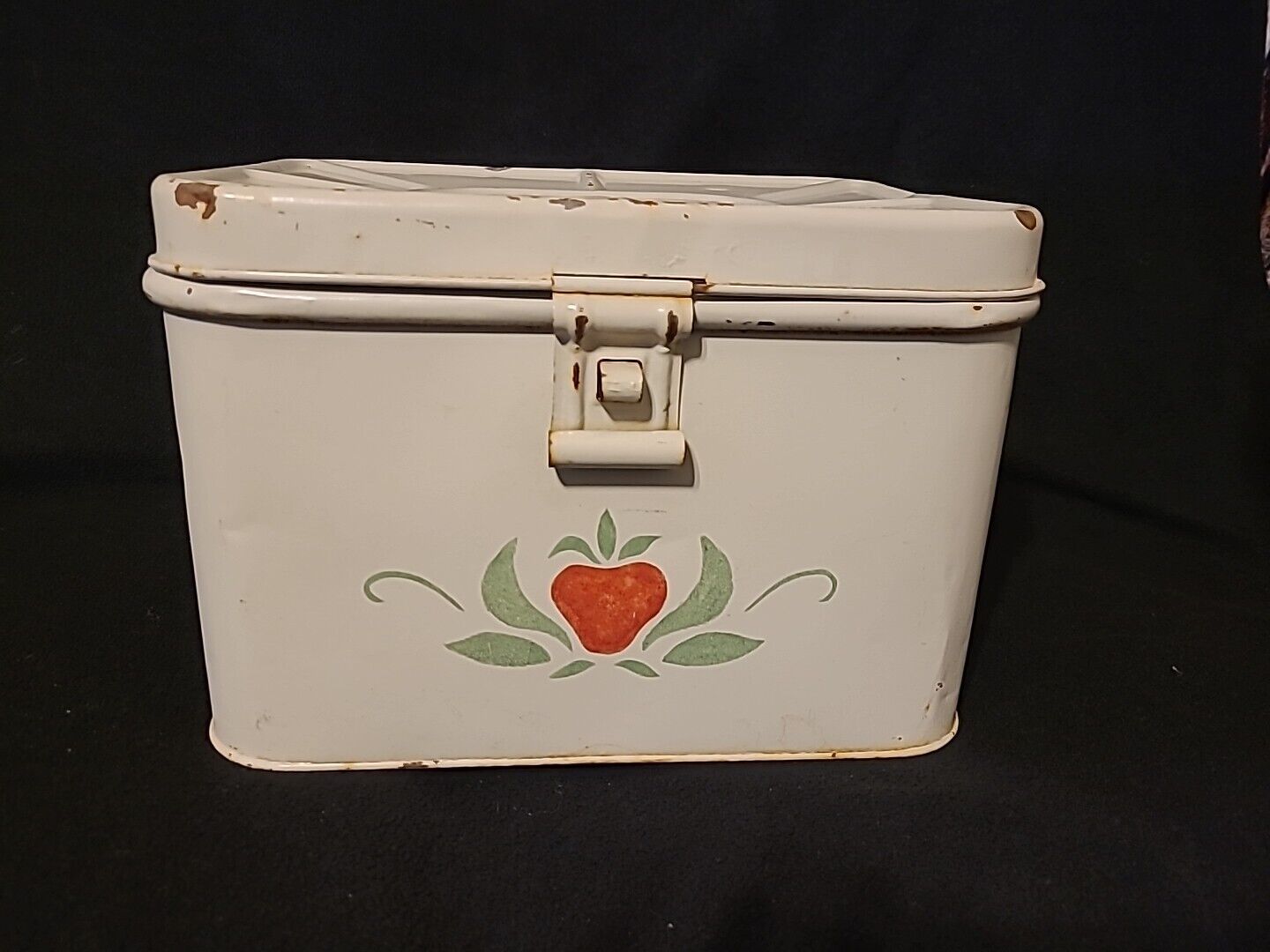 Vintage Savory 1920\'s Metal Hinged Lid -Vented -Handles-Bread Box-RARE FIND