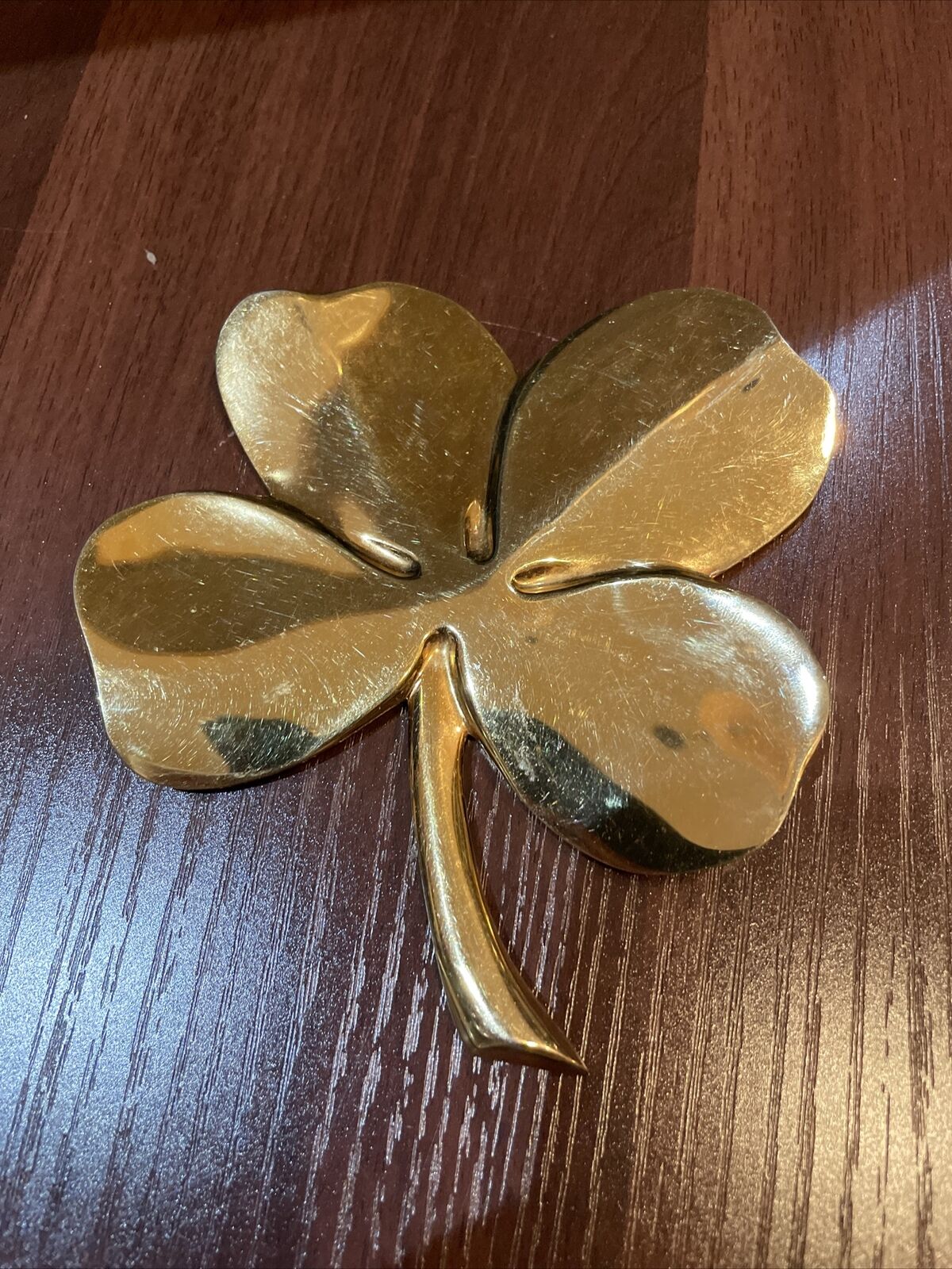Vintage 1984 24k Gold Plated Gerity 4 Leaf Clover Paperweight Good Luck Gift