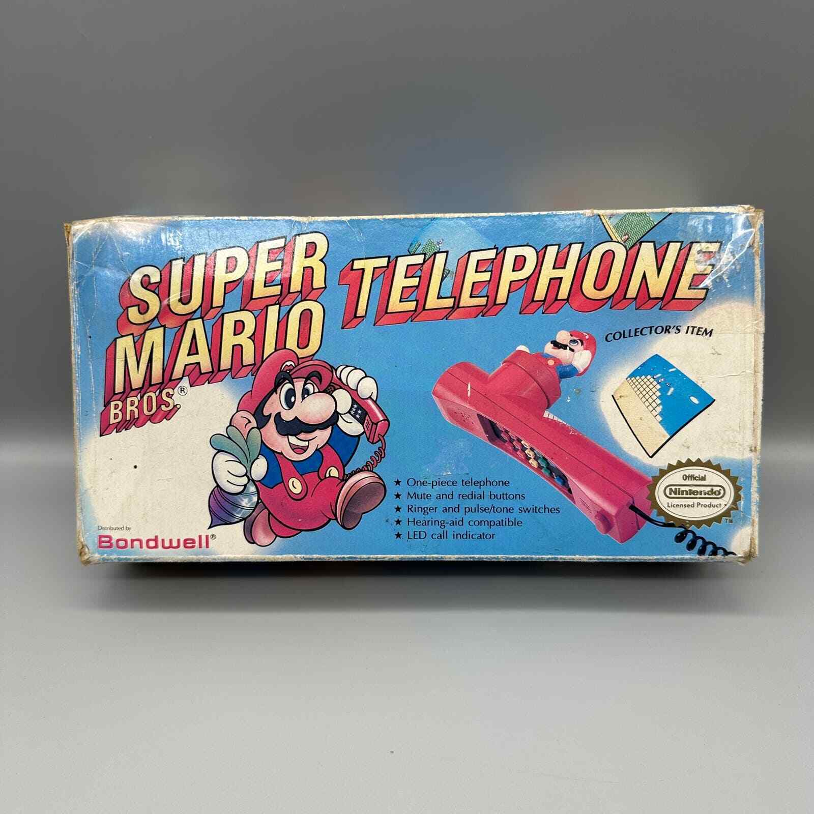 1990 Nintendo Super Mario Bros Red Telephone In Box Vintage UNTESTED as is