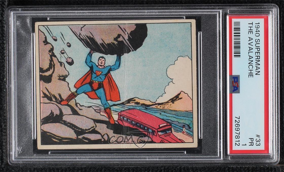1940 Superman Gum R145 Superman The Avalanche #33 PSA 1 ne4
