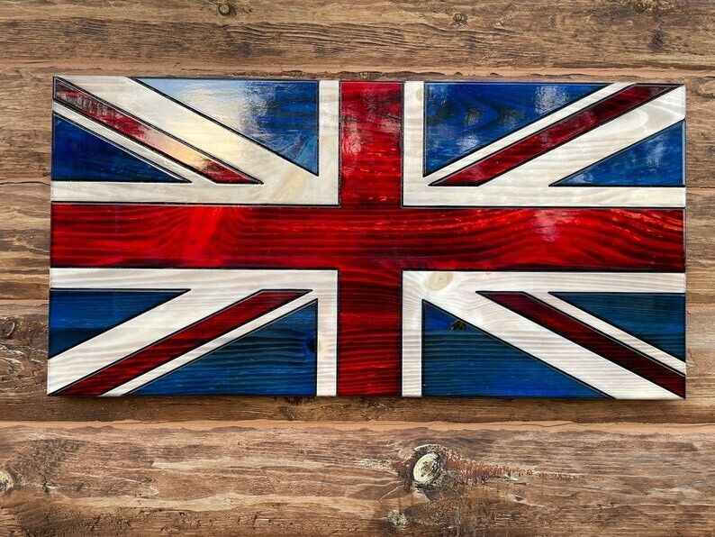 Union Jack Wooden Flag, Union Flag, United Kingdom Wooden Flag size 19x36 inch
