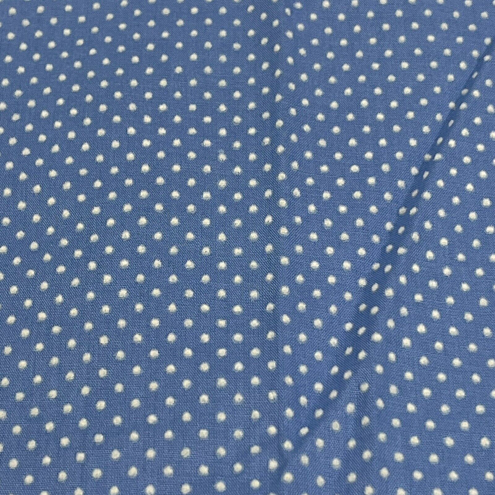 Vintage Swiss Dot Fabric Remnant Blue White Dots Lightweight 4 Yards