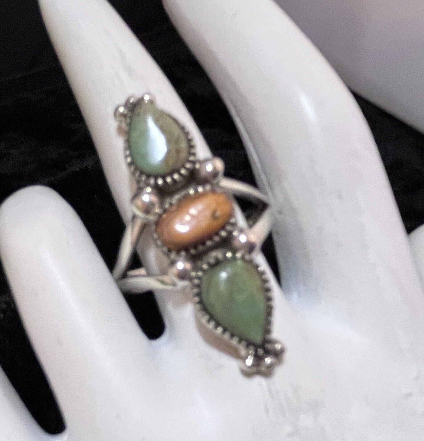 Navajo Sterling Turquoise And Spiny Oyster Ring #713 SIGNED