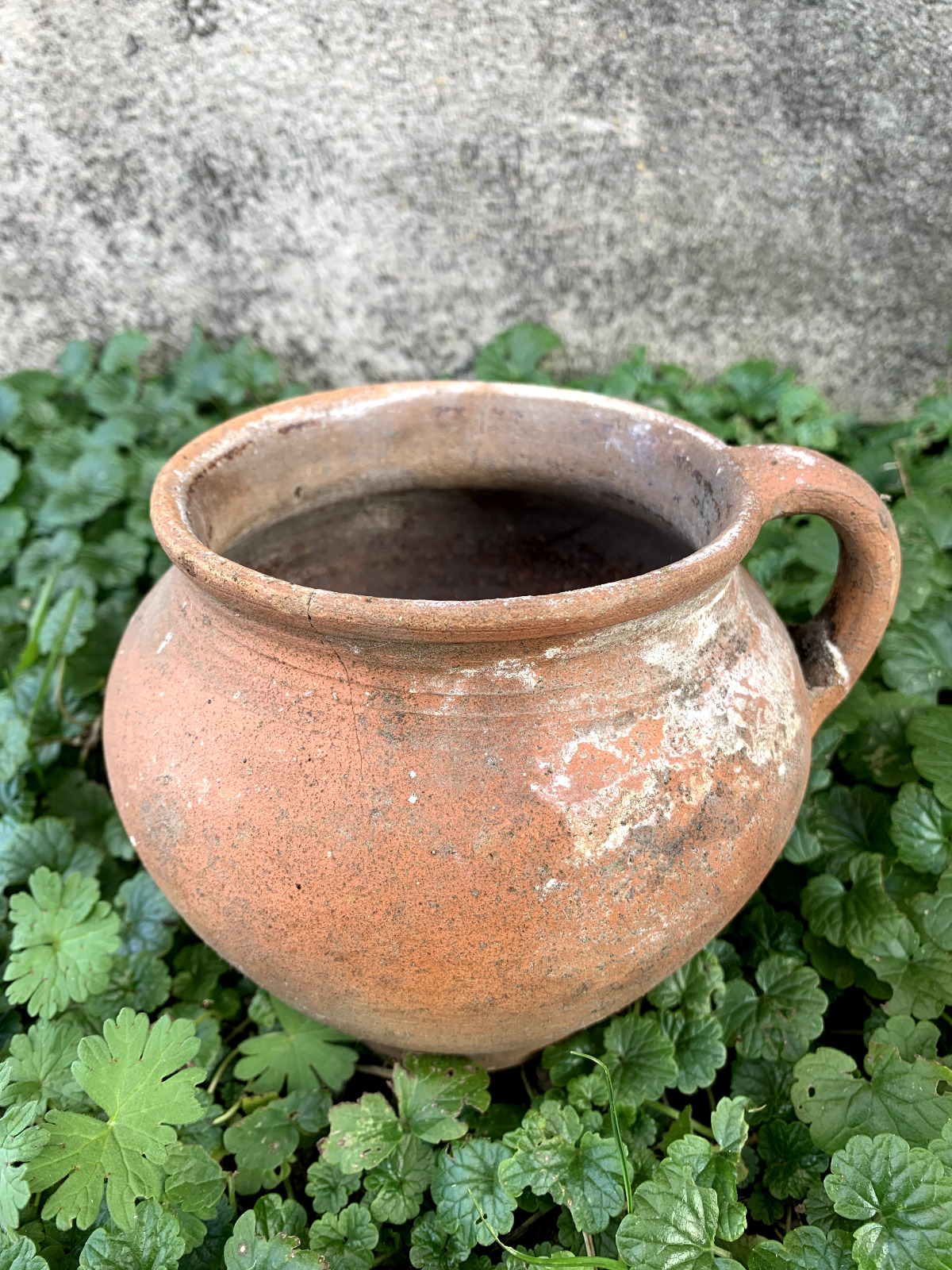 Ukrainian 1920s handmade antique kitchen clay pot 11cm