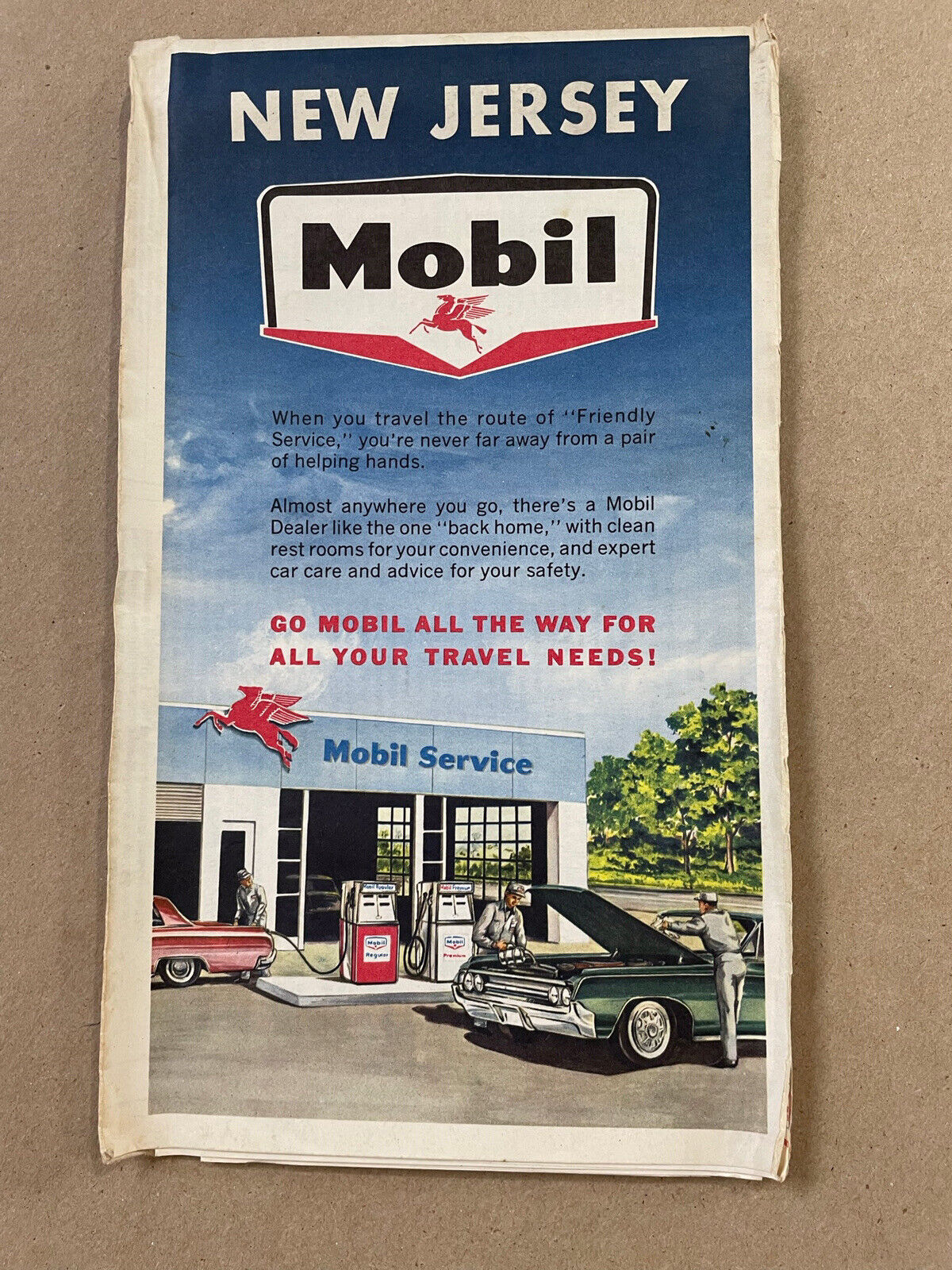 Vintage 1964 Mobil Oil Company Travel Map of New Jersey Highway Road Brochure
