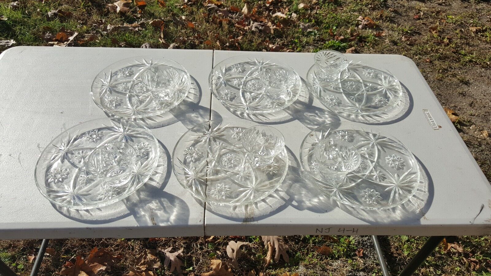 Snack Sets 6 Round Fire King Anchor Hocking Glass Early American Prescut EAPC