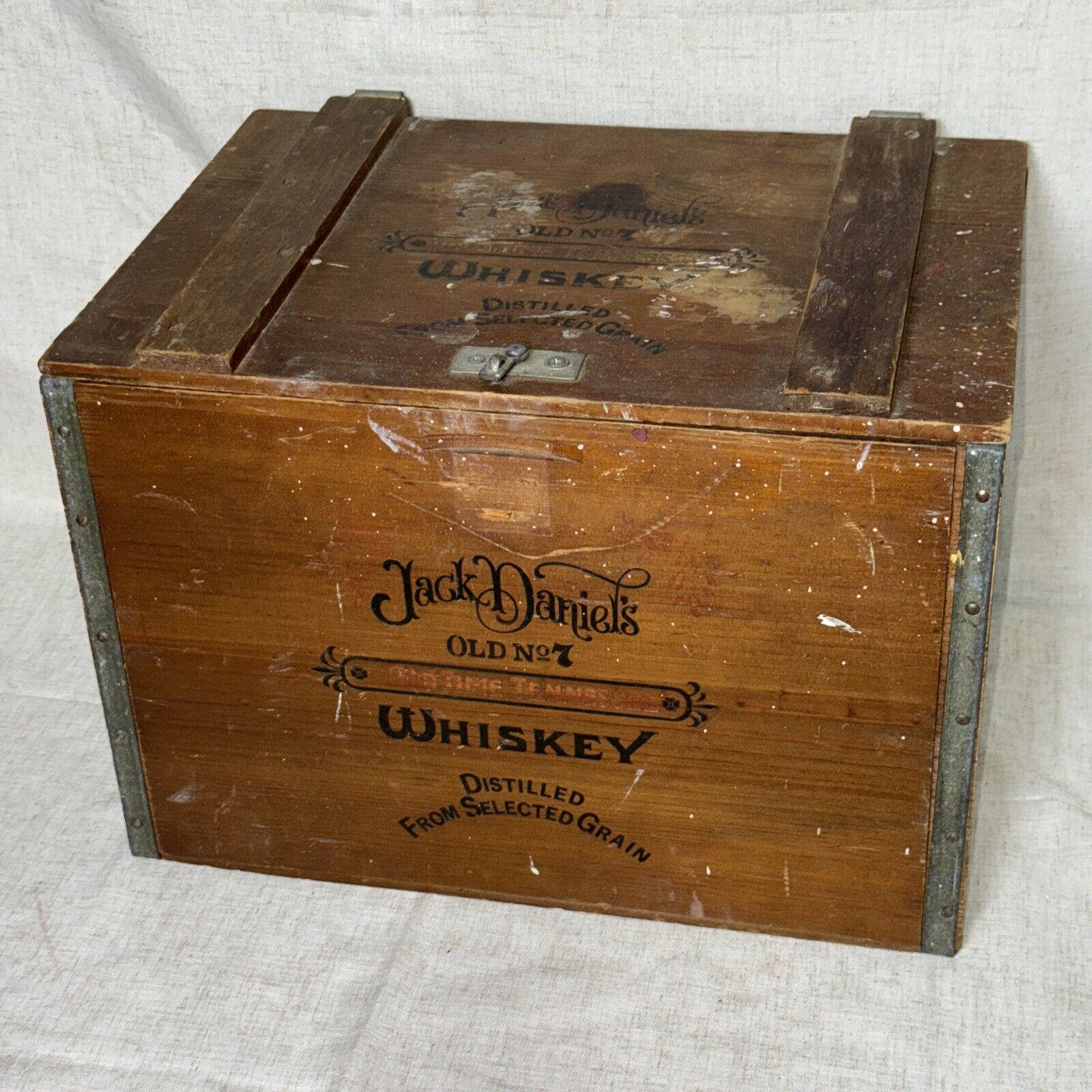 Antique Vtg Jack Daniels No. 7 Whiskey Wooden Delivery Crate Wood Box No Latch