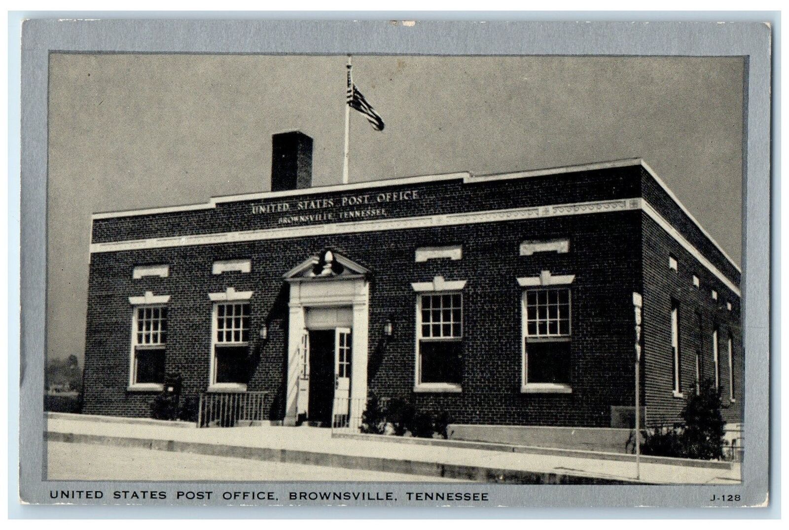 c1920s United States Post Office Brownsville Tennessee TN Unposted Flag Postcard