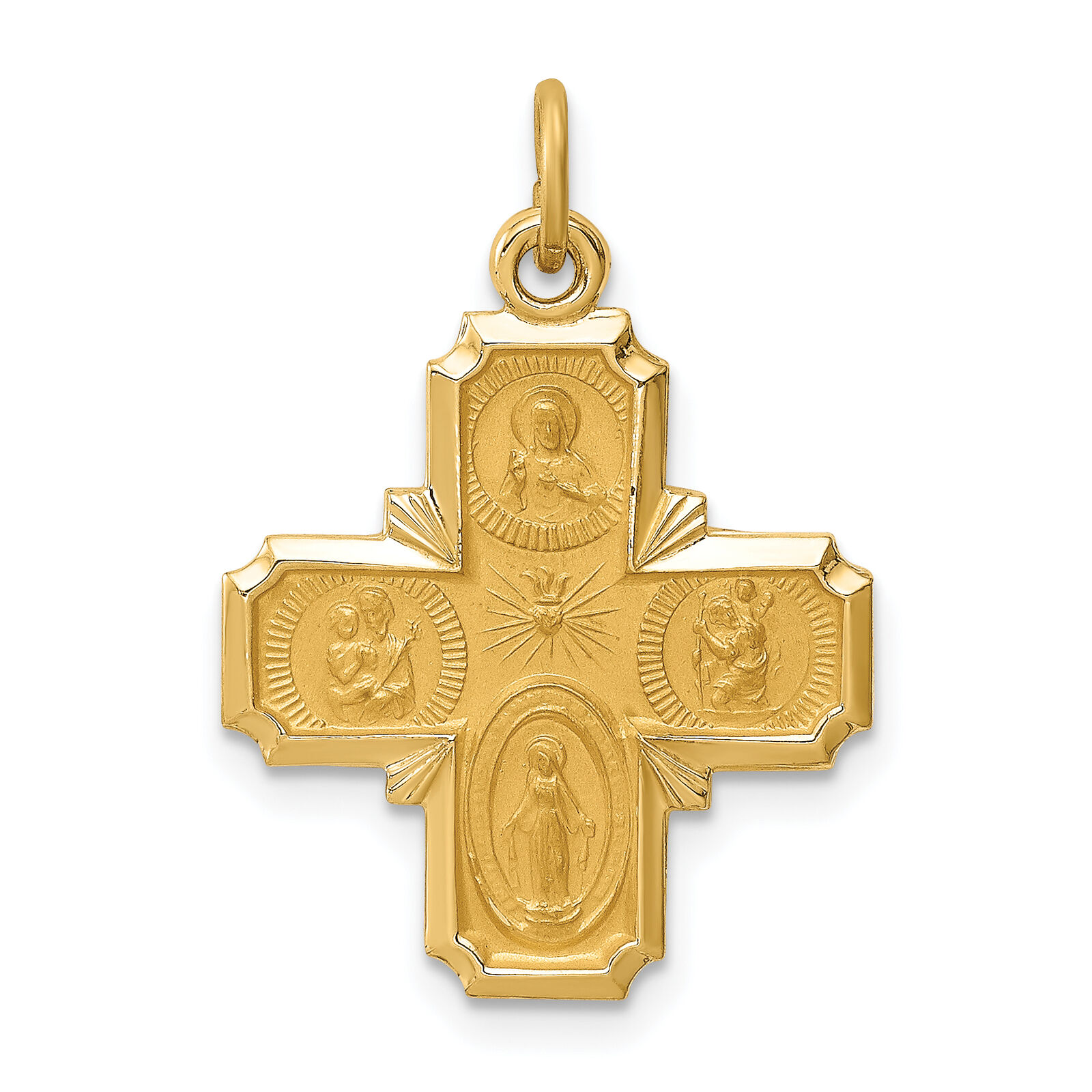 14k Solid Polished/Satin Small 4-Way Medal XR1785