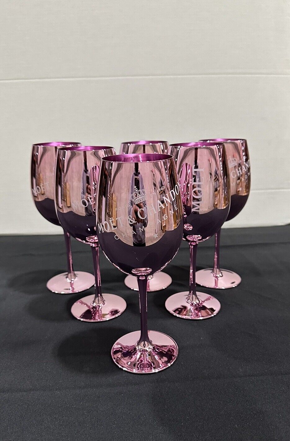 Moet & Chandon Champagne Glasses Flutes  Pink Ice Imperial Acrylic  Set 6