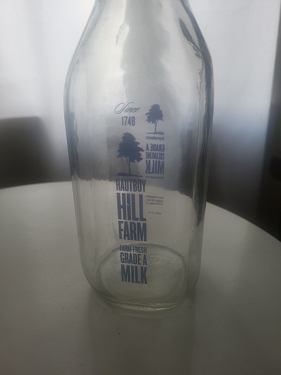 Vintage Hautboy Hill Farm Milk Bottle Rare One Quart