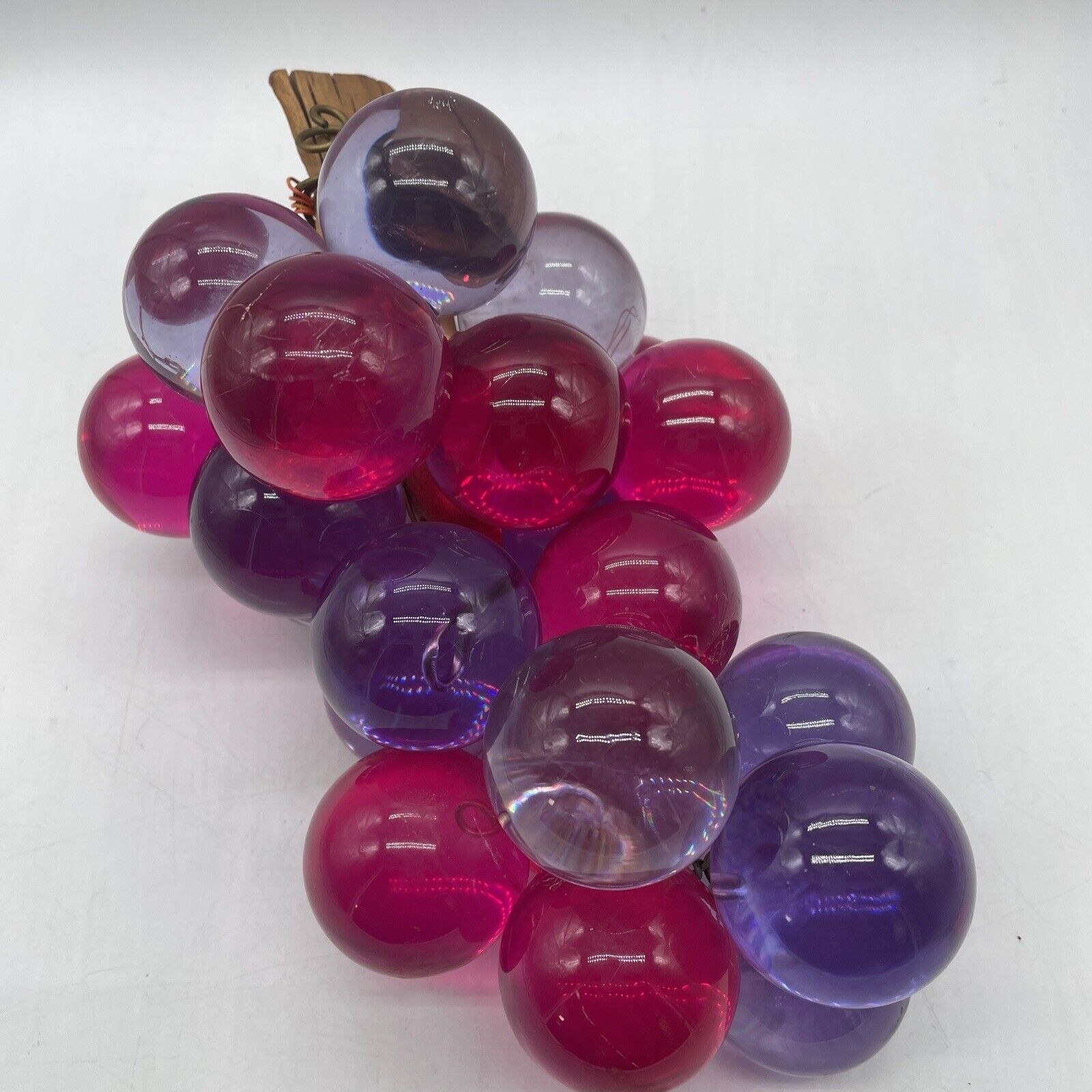 A Granoby Original 1960s Large 2” Balls Lucite Acrylic Multicolor Grape Cluster