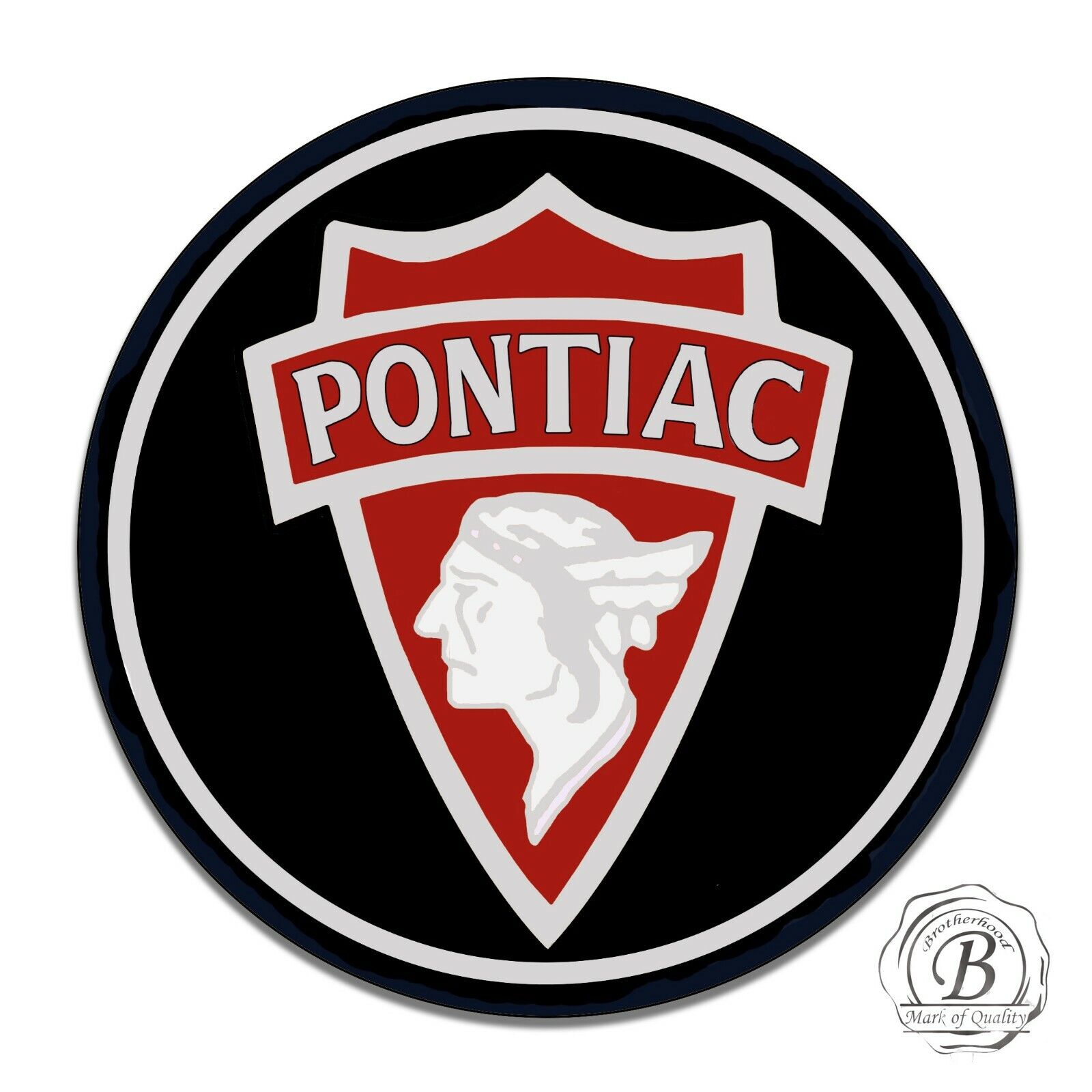 Vintage Pontiac Indian Design Reproduction Circle Aluminum Sign