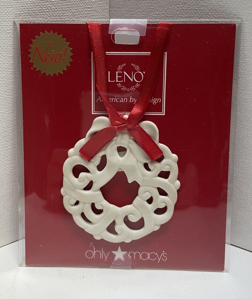 LENOX  Macys NWT Wreath Pierced Charm / Ornament  NEW Christmas No Date
