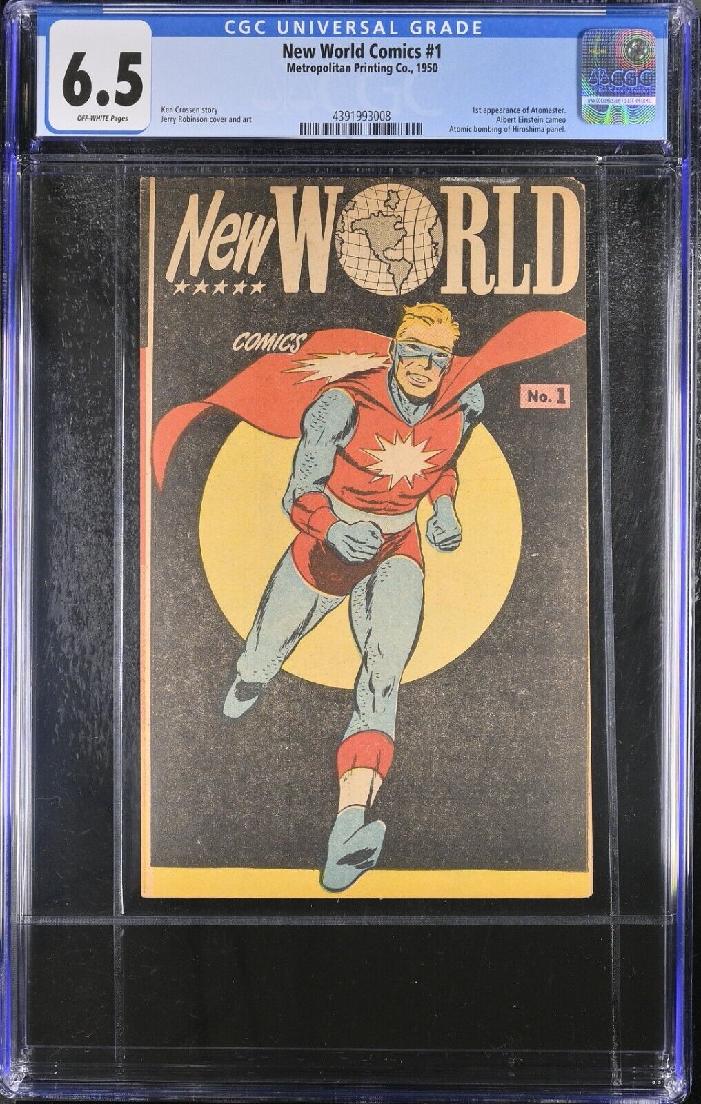 New World Comics #1 ATOMAN (1950) Metropolitan Printing Co. CGC 6.5, SCARCE