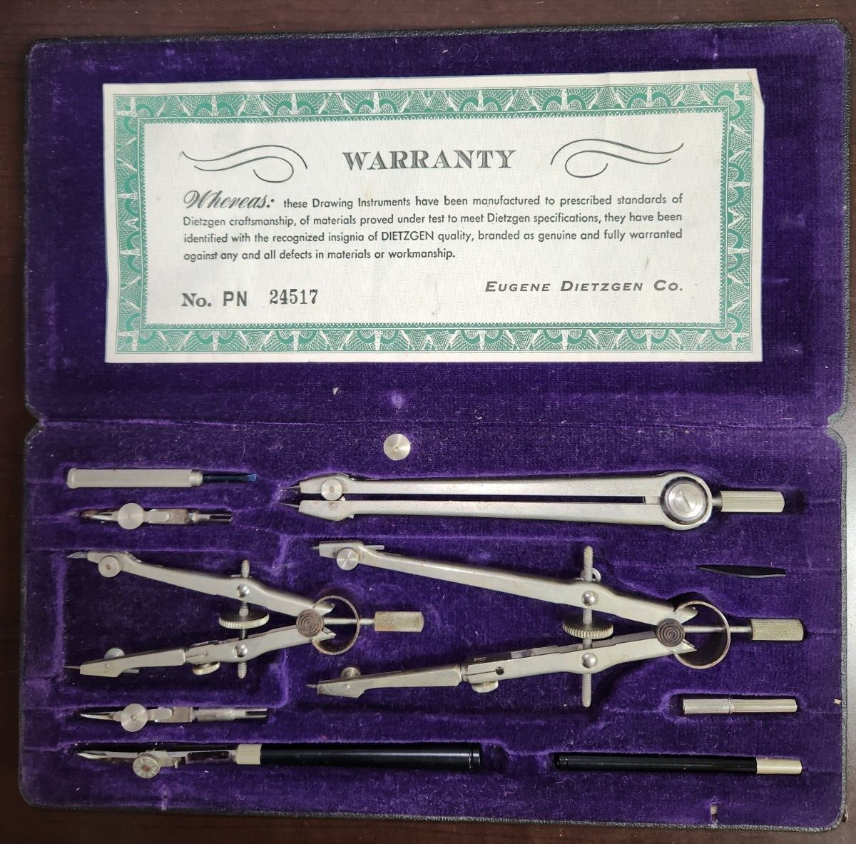 Vintage Dietzgen Politek Drawing / Drafting Instrument Set 1252PJ, Engineering