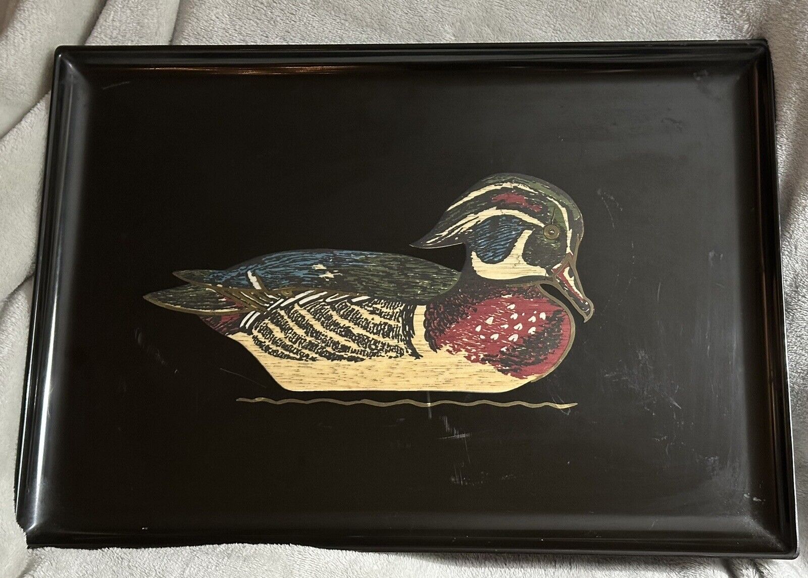 Courac Of Monterey Tray With Duck Design. Vintage, Made In Monterey CA.