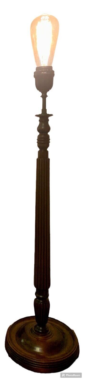 Mahogany Beveled Wood Spindle Column Table Lamp 28” Antique Style