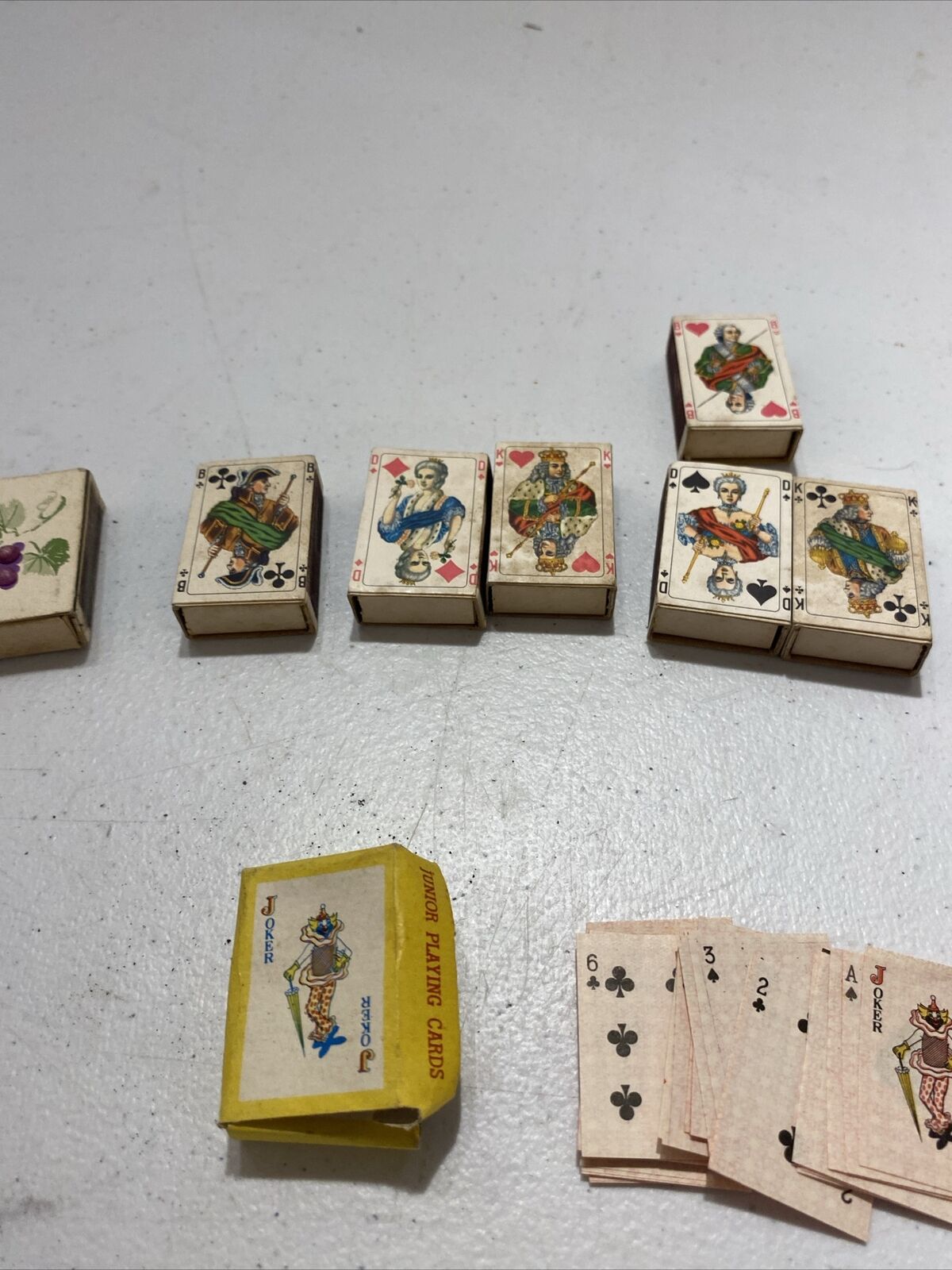 Vintage Lot Of 6  Card Wooden Match Box With Wood Matches One Playing Card IR