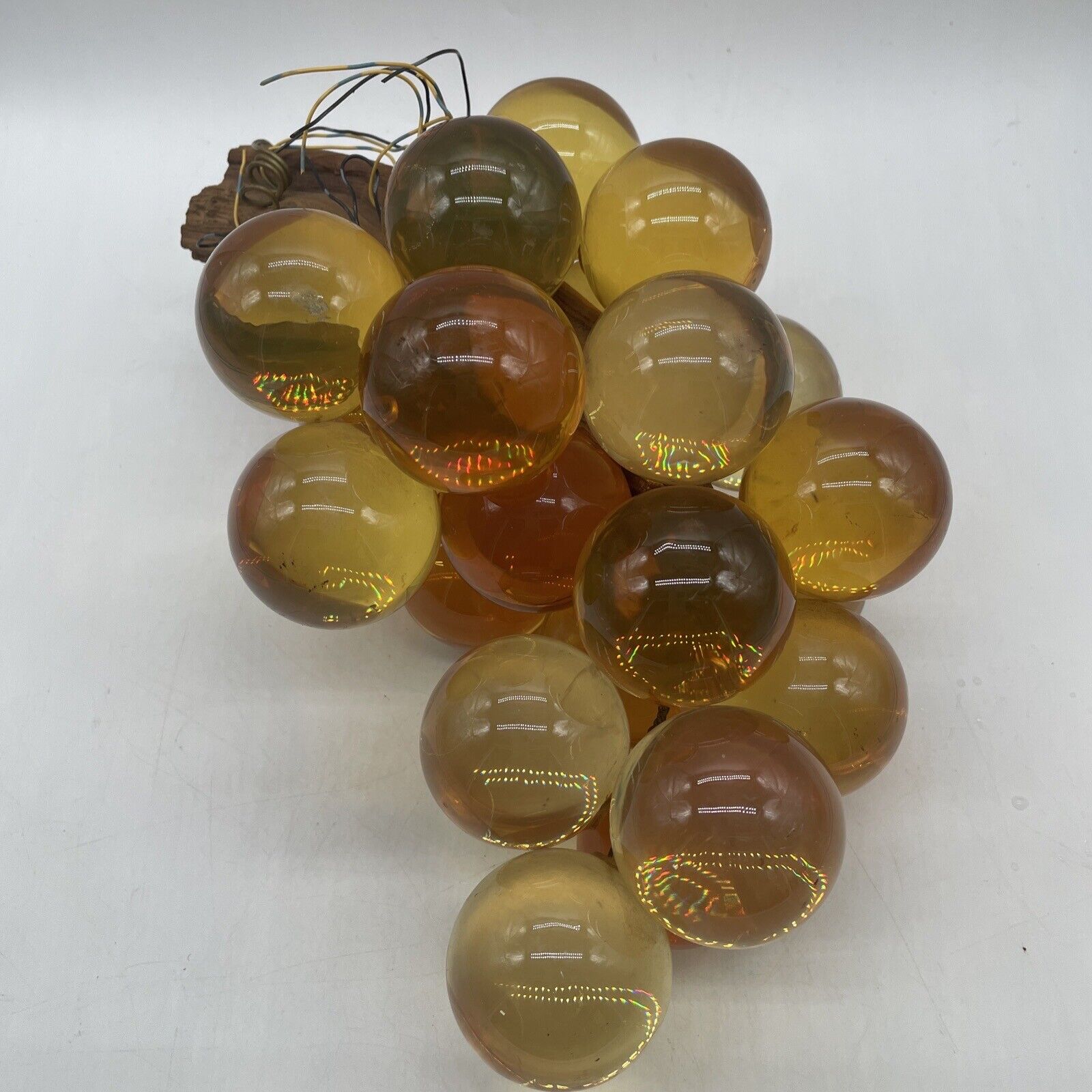 A Granoby Original 1960s Large 2” Balls Lucite Acrylic Amber Grape Cluster Decor
