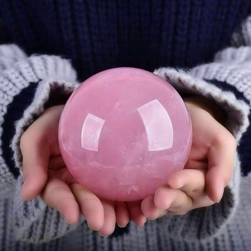 top 5PC Natural rose quartz sphere crystal ball Reiki healing 90-105mm .
