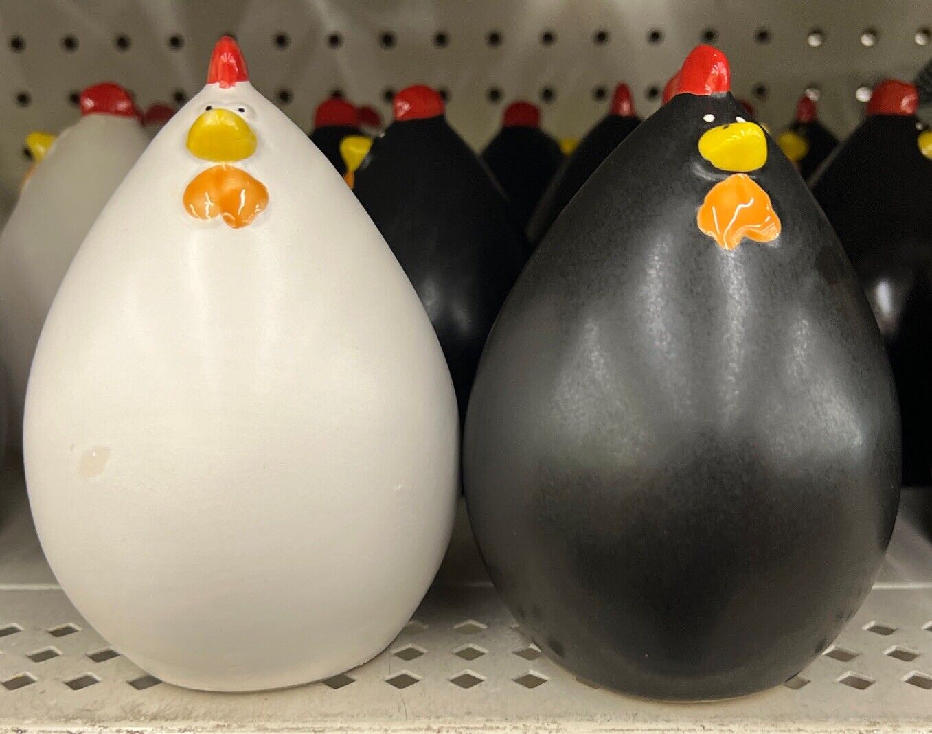Egg Shaped Chicken Decor Resin or Polystyrene Material 5 Inches Tall, Set 2- Egg
