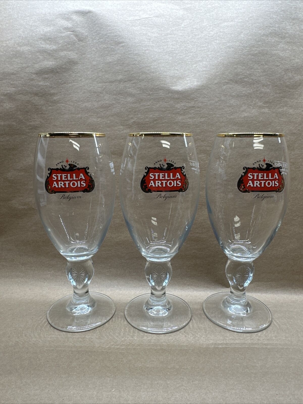 Stella Artois Beer Glasses Belgium Anno 1366 40 cl Set of 3