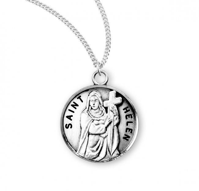 Beautiful Patron Saint Helen Round Sterling Silver Medal Size 0.9in x 0.7in