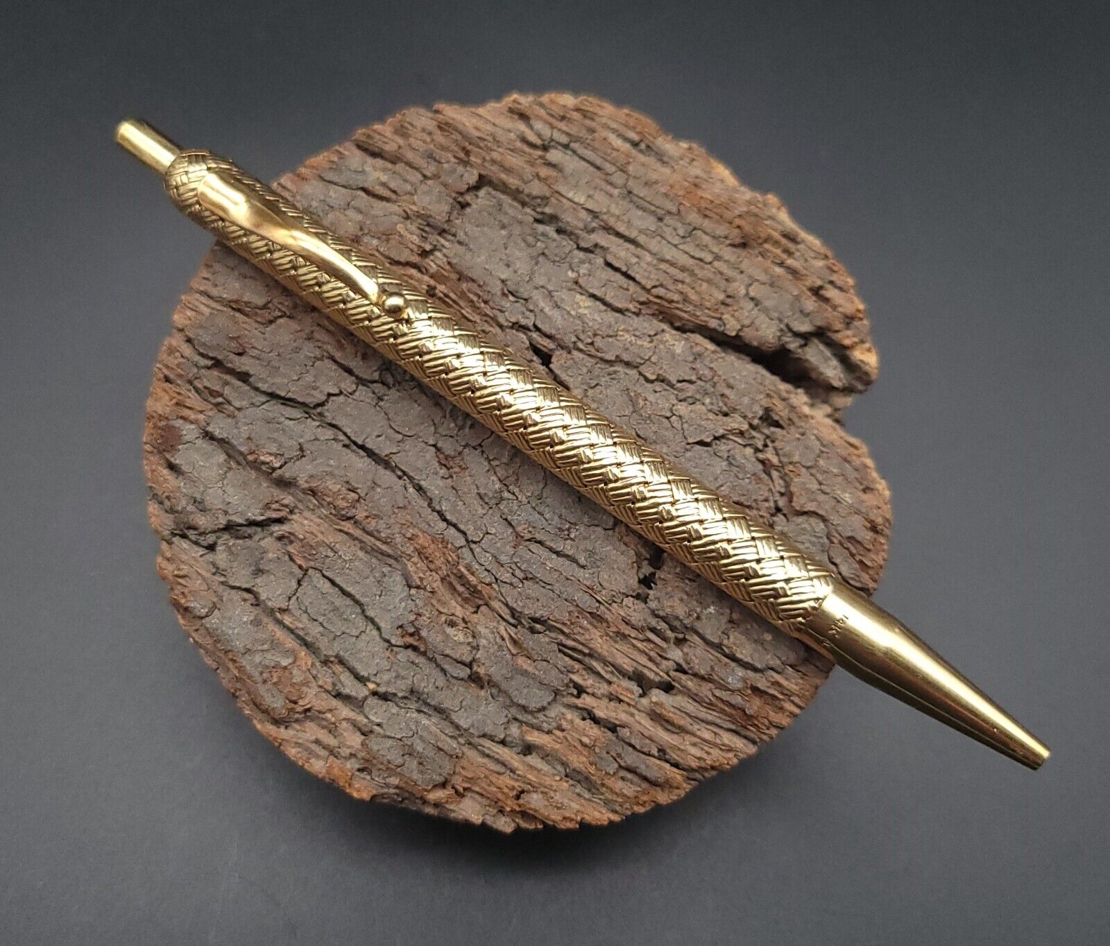 Louis Tamis 14k Gold Basketweave Ballpoint Pen - 30.1g - Vintage - Used