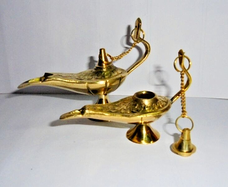 2 Vintage Rare Brass Oil Lamp Aladdin Genie Home Decor Incense Burner Gift eBay