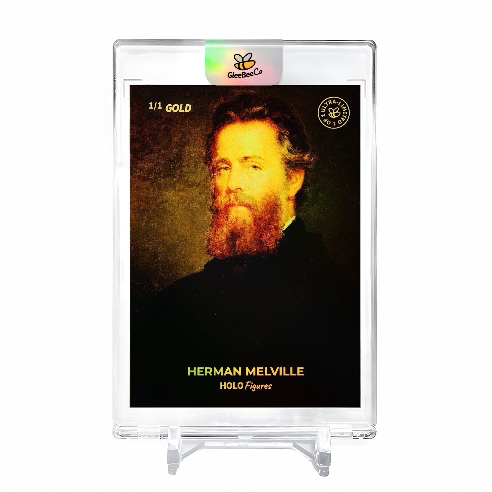 HERMAN MELVILLE 1870 Portrait Card 2023 GleeBeeCo #H187-G Encased Holo GOLD 1/1
